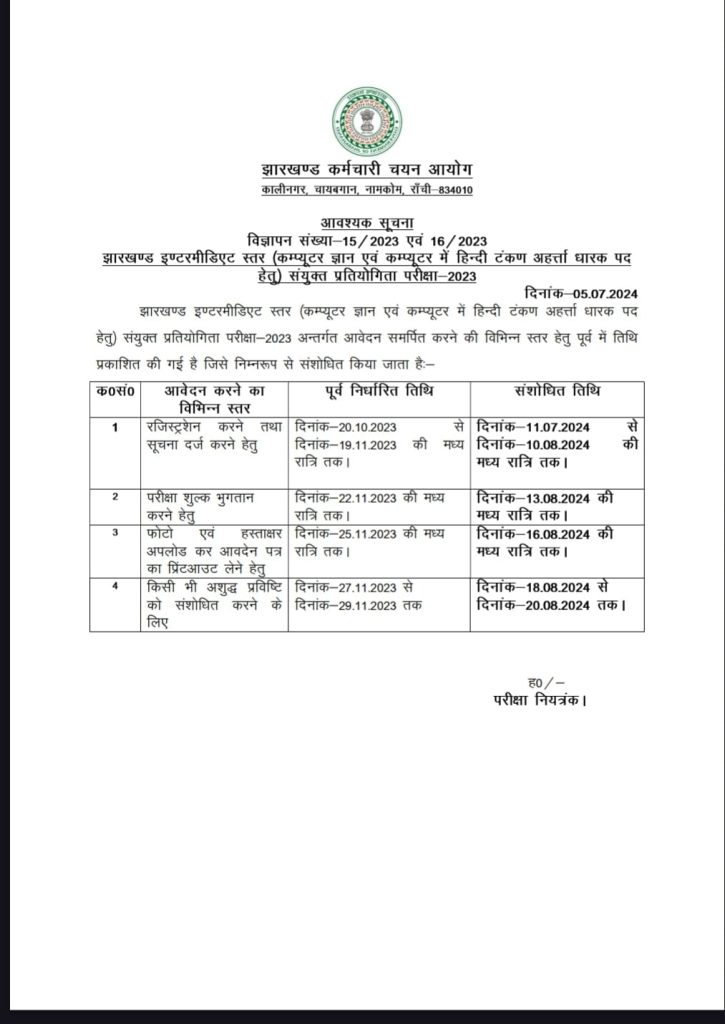 JSSC Recruitment 2024: झारखंड में JSSC ने 863 पदों पर निकली भर्ती, इंटरमीडिएट किए हुए कर सकेंगे आवेदन 1 JSSC Recruitment 2024: झारखंड में JSSC ने 863 पदों पर निकली भर्ती, इंटरमीडिएट किए हुए कर सकेंगे आवेदन 1