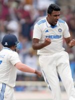 Ravichandran Ashwin of India celebrates the wicket of Ollie Pope of England during the third day of the 4th test match between India and England held at the JSCA International Stadium in Ranchi on the 25th Feb 2024

Photo by Faheem Hussain / Sportzpics for BCCI